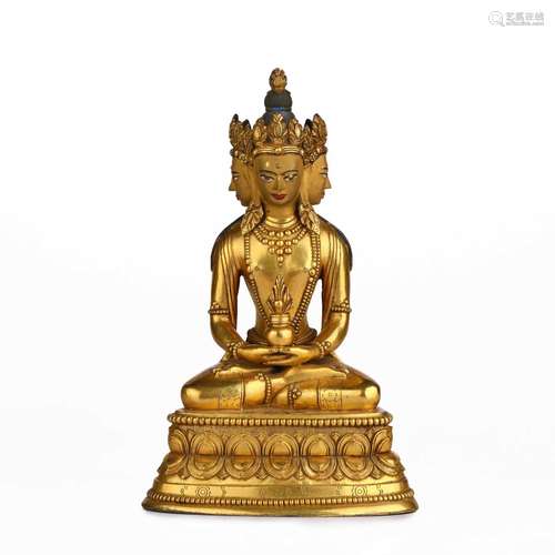 Gilt bronze Buddha of Infinite Longevity from the Qing Dynas...