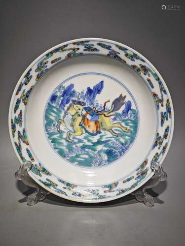 Doucai sea unicorn plate