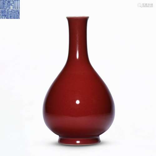 Spring vase of jade pot with red glaze from Qianlong period ...