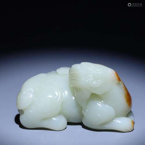 Hetian jade auspicious beast handle