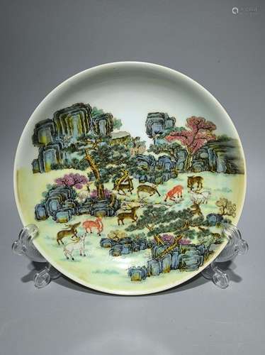 Pastel Pine Deer Plate