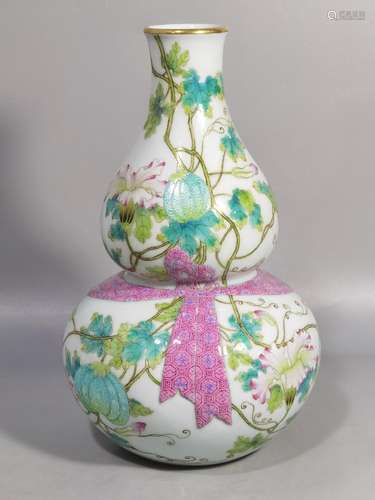 Pastel Melon and Fruit Burden Ribbon Gourd Bottle