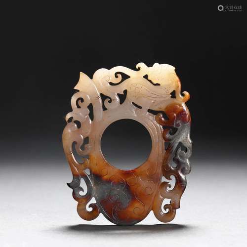 Qing DynastyRed Dragon chicken heart shape jade