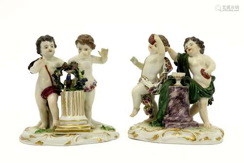 Paire de bibelots anciens en porcelaine de Meissen