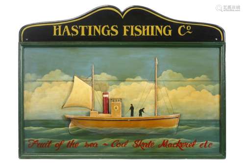 Panneau publicitaire vintage anglais "Hastings fis