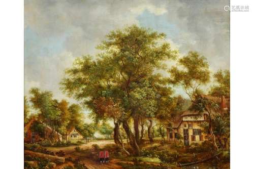 Ancienne huile sur toile de l'école hollandaise (p