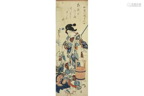 Estampe japonaise du 19ème siècle avec un portrait
