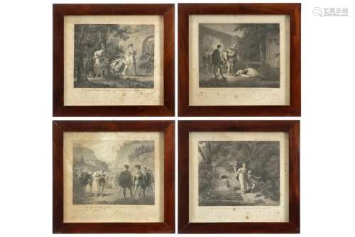 Série de quatre gravures du XIXe siècle d'après de