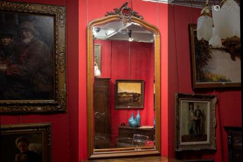 Miroir du 19ème siècle avec cadre en chêne de styl