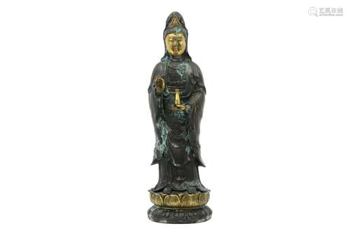 Sculpture en laiton Quan Yin d'époque de la Républ