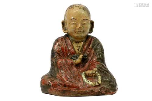 sculpture orientale ancienne "Bouddha" en faïence