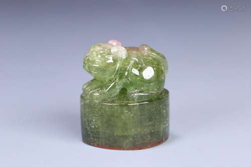 Green Tourmaline Beast Button Seal