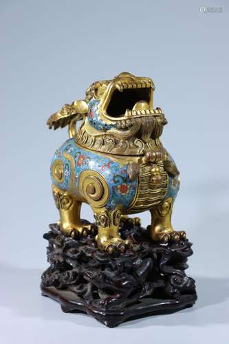 Gilt Bronze Cloisonne Suanni Aroma Diffuser