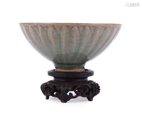 A small Chinese \'Longquan\' celadon-glazed \'lotus\' bowl