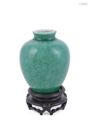 A Chinese green-glazed vase