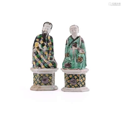 Two Chinese Famille Verte figures of the Immortals Zhong Li ...