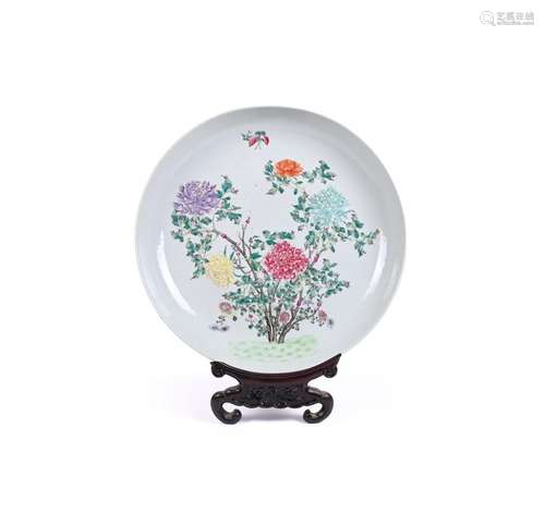 A large Chinese Famille Rose \'peony tree\' dish