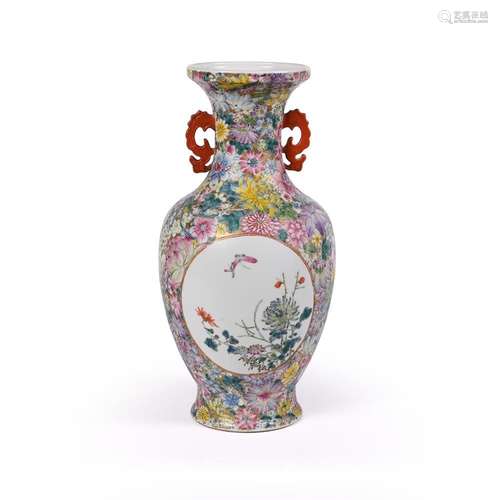 A Chinese Famille Rose \'millefleur\' vase