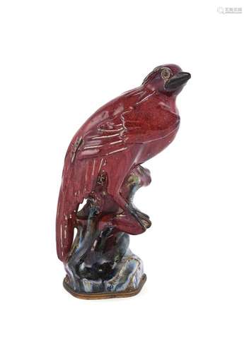 A Chinese Shiwan pottery figure of a hawk