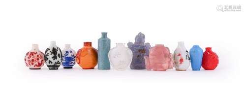 A group of eleven various Chinese snuff bottles