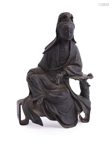 A Chinese bronze figure of Guanyin