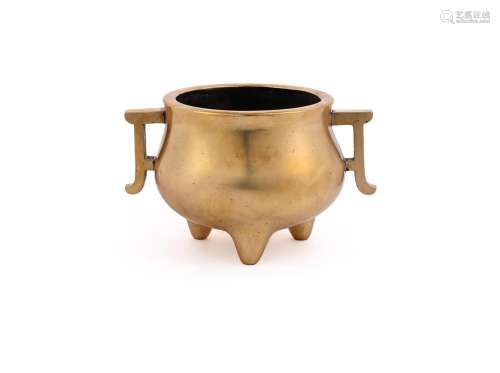 A Chinese bronze twin handled censer