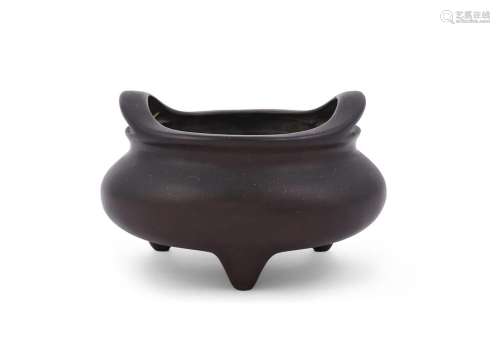 A Chinese two-handled bronze censer
