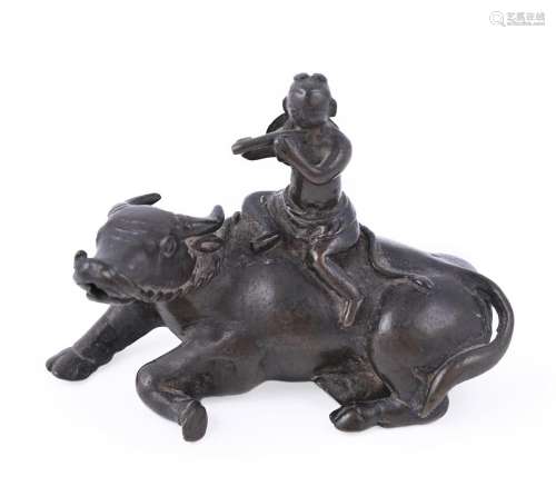 A Chinese bronze \'buffalo and boy\' water dropper