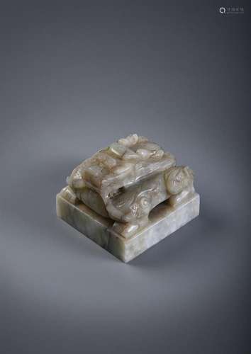 A large Chinese celadon \'Dragon\' seal