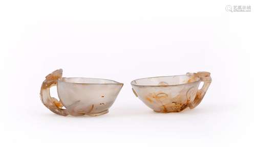 Two Chinese agate cups