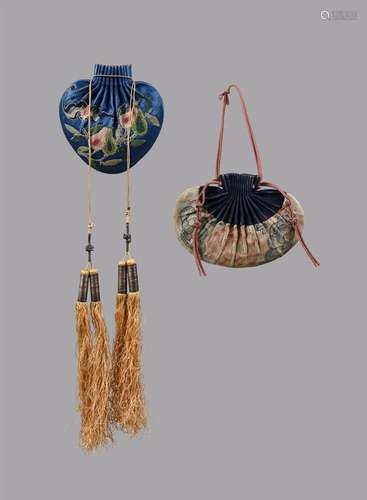 Two Chinese silk perfume purses