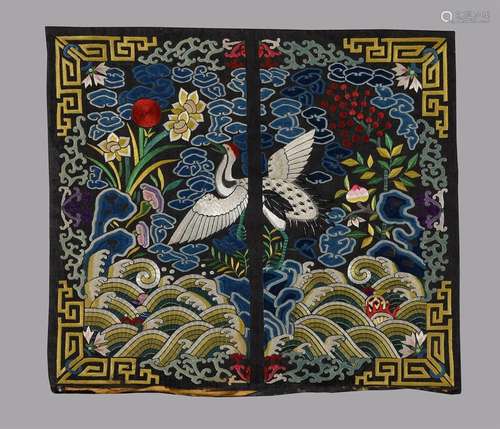 A Chinese embroidered front rank badge depicting a first ran...