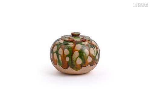 An attractive small Chinese sancia-glazed jar and cover