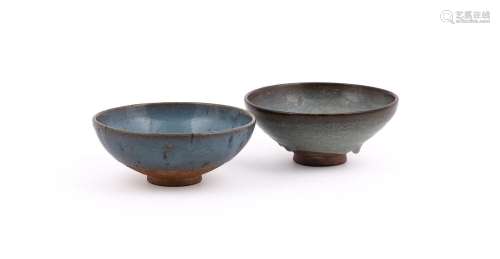 Two Chinese \'Jun\' glazed bowls