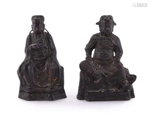 A small bronze seated figure of Guandi