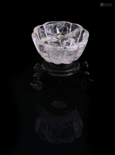 A Chinese rock crystal lobed bowl