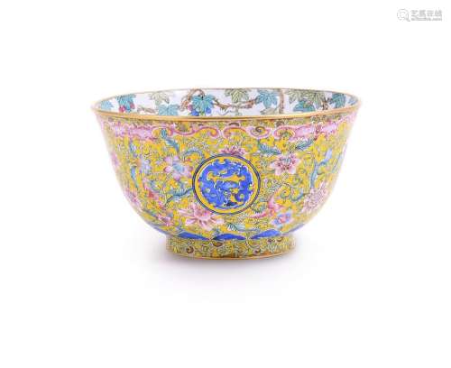 A Chinese canton enamel bowl