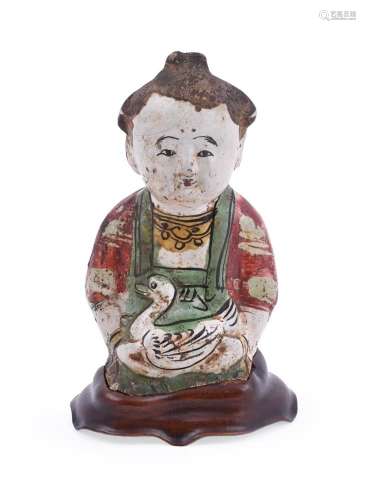 A Chinese cizhou painted figure of a boy