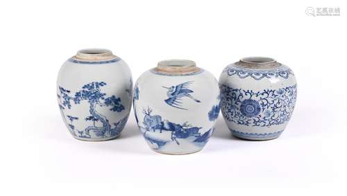 Three Chinese blue and white ginger jars