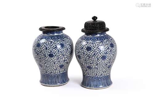 A pair of Chinese blue and white vases