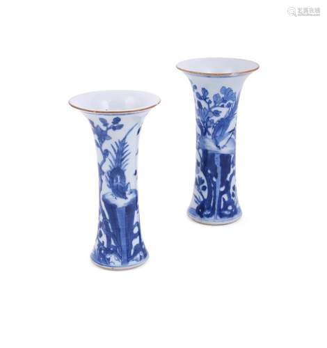 A pair of Chinese blue and white vases