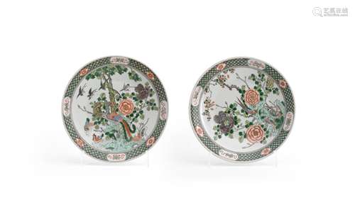 A pair of Chinese Famille Verte plates