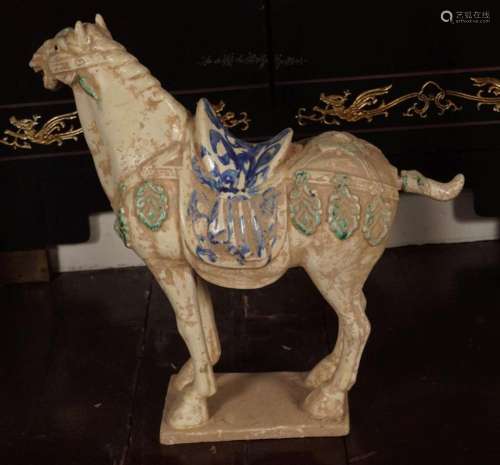 CHINESE GLAZED POTTERY TANG STYLE HORSE