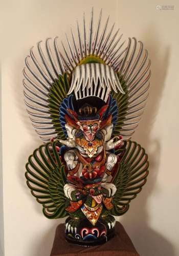 BALINESE POLYCHROME CARVED WOOD SCULPTURE