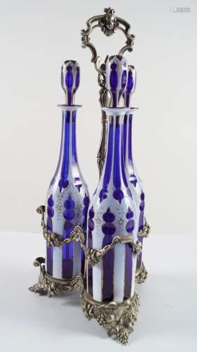 19TH-CENTURY BOHEMIAN OVERLAY DECANTER