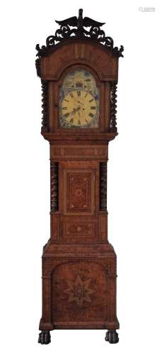19TH-CENTURY WALNUT & MARQUETRY LONG CASE CLOCK