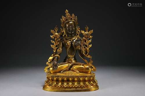 Gilt Bronze Tara Statue in Old Collection