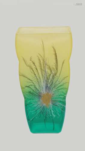 FRENCH ART GLASS TWO-TONED VASE