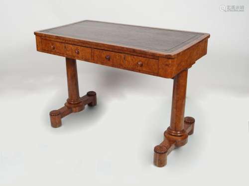 WILLIAM IV BURR WALNUT LIBRARY TABLE