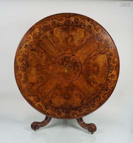 IRISH 19TH-CENTURY WALNUT & INLAID CENTRE TABLE